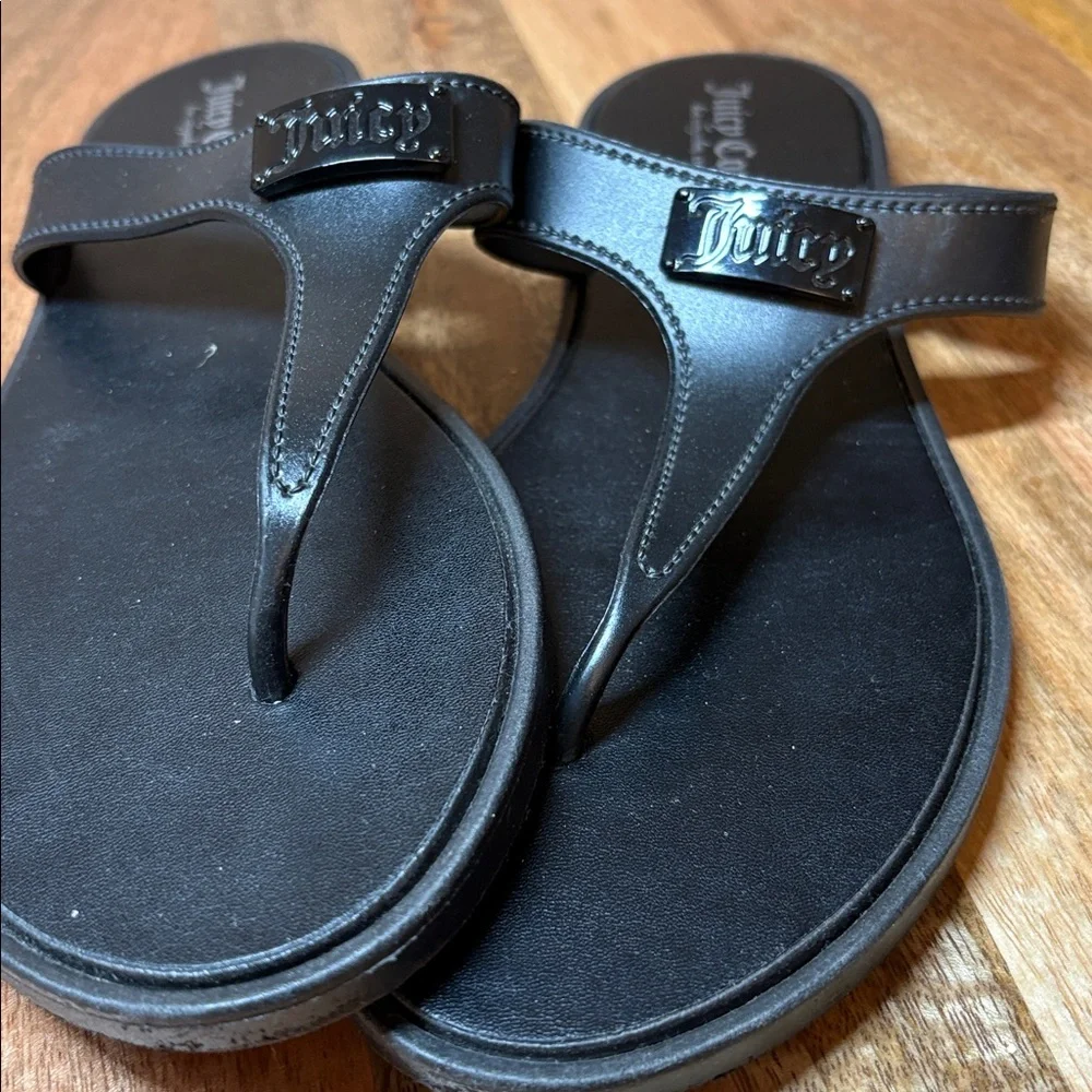 Juicy Couture Black ManMade Seneca Thong Flip Flop Size 10